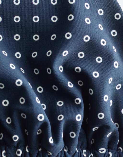& Other Stories mix and match triangle bikini top with padding in dark blue print, 3 of 4