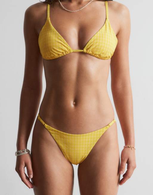 & Other Stories mix and match triangle top in yellow check, 3 of 4