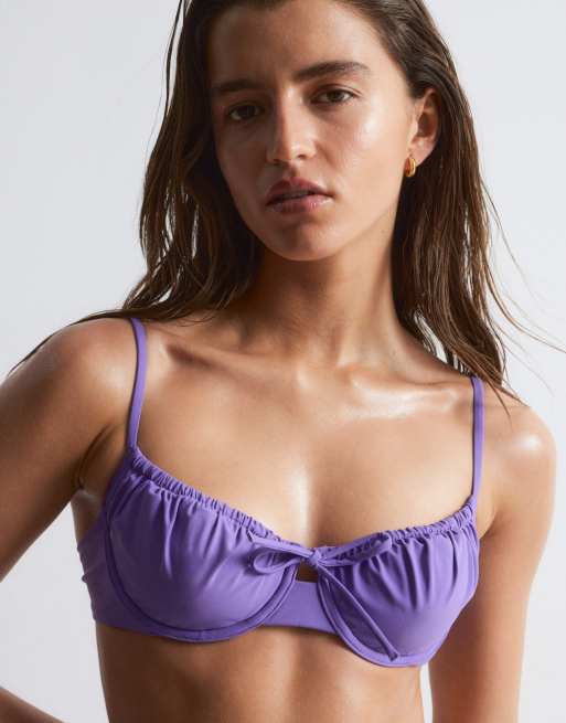 & Other Stories mix and match underwire bikini top with padding and adjustable straps in purple, 3 of 4