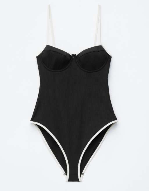 & Other Stories - Mix en match - Badpak met beugels in zwart met witte rand, 4 van 4