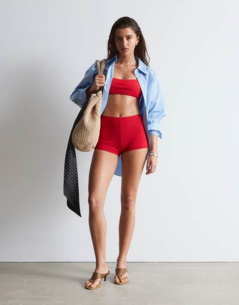& Other Stories - Mix en match - Bikinishort van kreukelstof in rood - view 1
