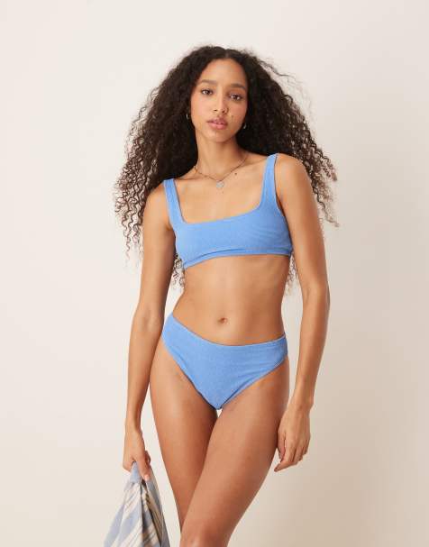 & Other Stories - Mix en match - Gekreukt bikinibroekje met hoge taille in blauw - view 1