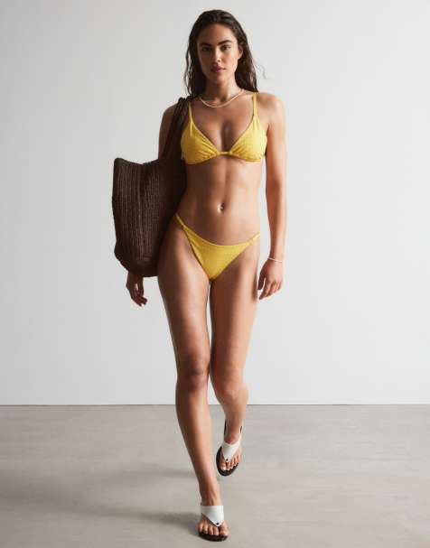 & Other Stories - Mix en match - Geruit triangel bikinibroekje in geel - view 1