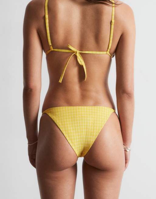 & Other Stories - Mix en match - Geruit triangel bikinibroekje in geel, 4 van 4