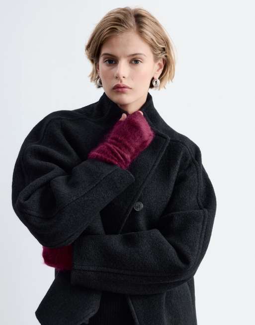 & Other Stories mix & match premium casshmere fingerless gloves in deep red, 2 of 4