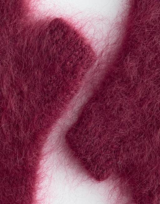 & Other Stories mix & match premium casshmere fingerless gloves in deep red, 4 of 4