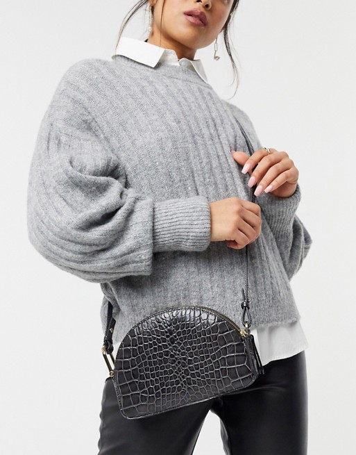& Other Stories mock croc leather mini bag in grey
