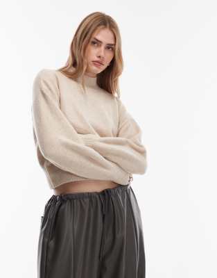 & Other Stories mock neck jumper in beige melange