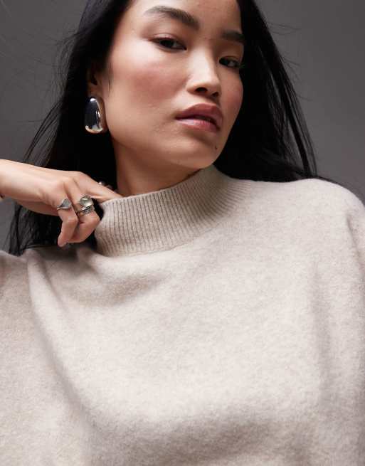 Beige mock neck sweater shop