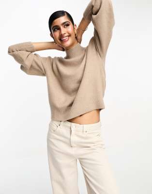 & Other Stories & Other Stories mock neck jumper in beige-Neutral