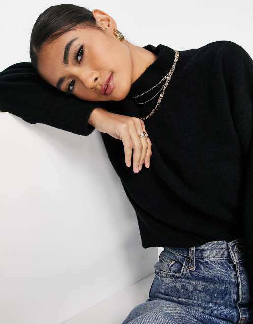 Mock Neck Sweatshirt - Black - Sweatshirts & Hoodies - & Other Stories