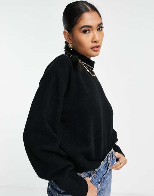 Black mock neck jumper sale