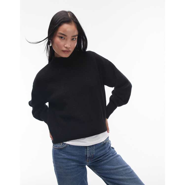  Other Stories mock neck jumper in black