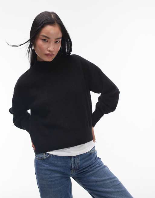  Other Stories mock neck jumper in black