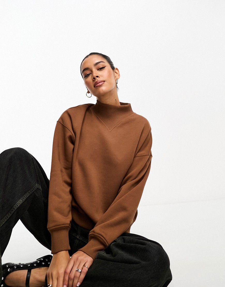 & Other Stories mock neck jumper in brown exclusive to ASOS