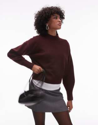 & Other Stories & Other Stories mock neck jumper in burgundy-Red