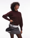 [Other Stories] & Other Stories mock neck jumper in burgundy-Red XS Burgundy