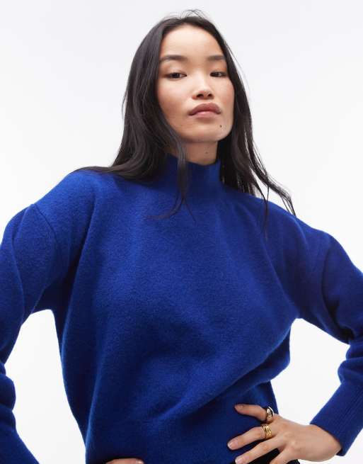 Other Stories mock neck jumper in dark blue ASOS
