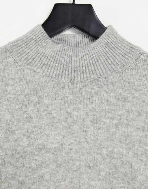 & Other Stories mock neck jumper in grey, 3 of 4