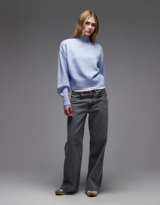 & Other Stories mock neck jumper in light blue, 2 of 4