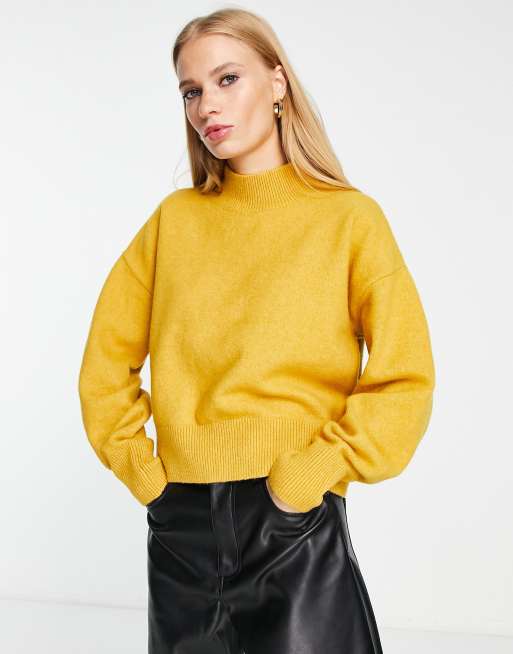 Mustard mock neck outlet top