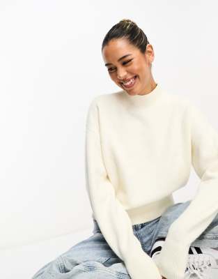 & Other Stories mock neck jumper in off-white