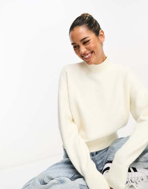 & Other Stories mock neck jumper in off-white - view 1