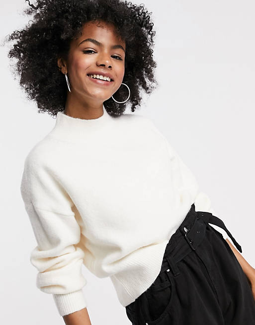 Jumpers & Cardigans & Other Stories mock neck jumper in off white 