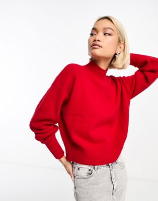 & Other Stories mock neck jumper in red - ASOS Price Checker