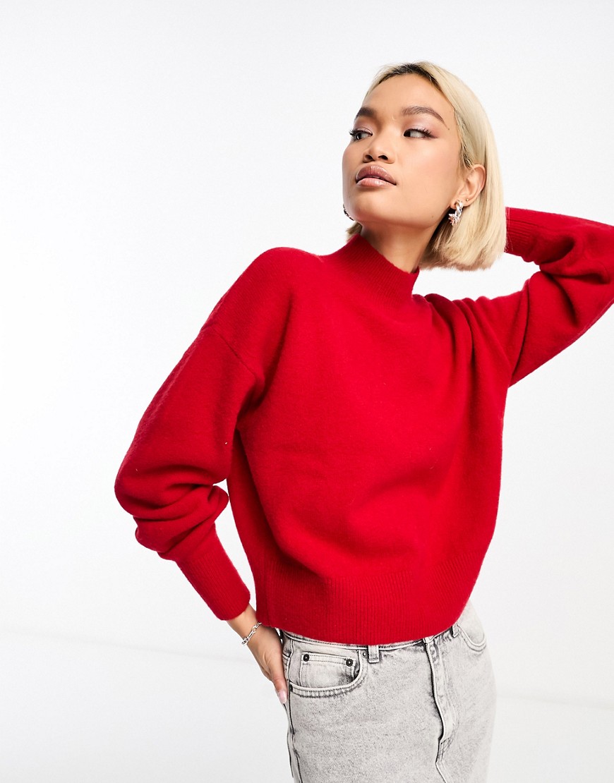 & Other Stories mock neck jumper in red