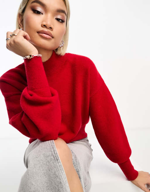 Mock neck shop red sweater