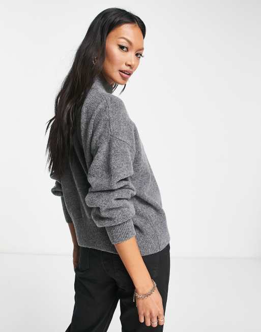 & Other Stories mock neck knitted sweater in dark grey, 2 of 4