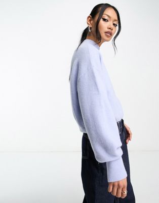 & Other Stories mock neck knitted sweater in light blue