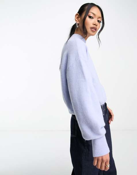 & Other Stories mock neck knitted sweater in light blue - view 1