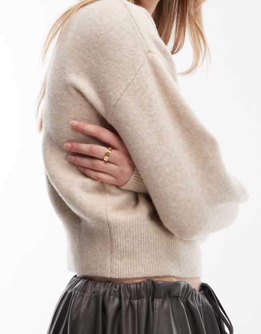 & Other Stories mock neck sweater in beige melange