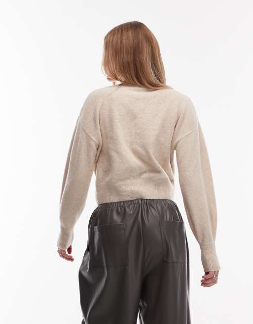 & Other Stories mock neck sweater in beige melange
