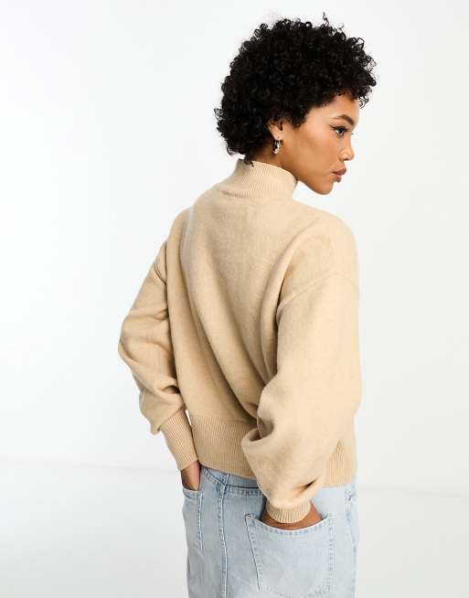  Other Stories mock neck sweater in beige