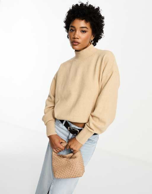  Other Stories mock neck jumper in off white