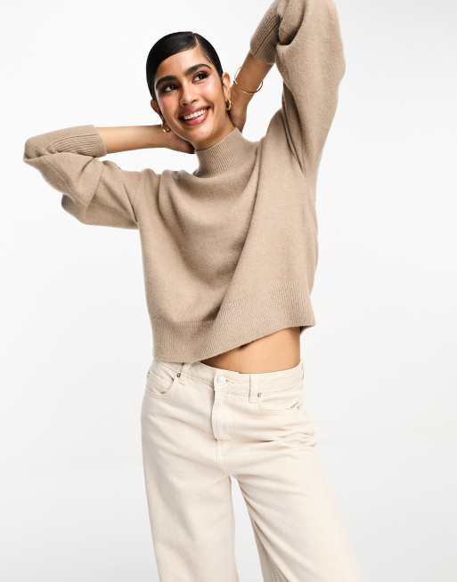 Beige shop mock turtleneck