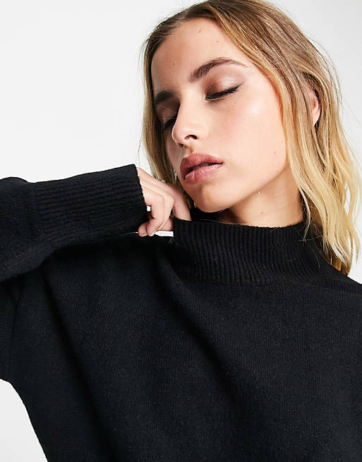 & Other Stories mock neck sweater in black