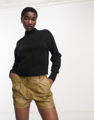 & Other Stories mock neck sweater in black