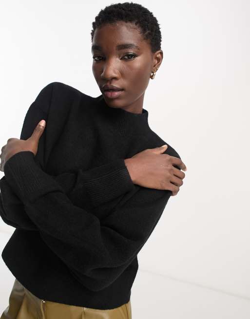 Mock neck outlet black sweater