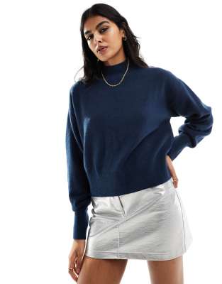 & Other Stories mock neck sweater in dark blue