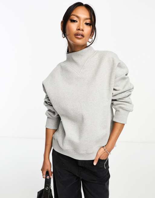 Gray Mock Neck Sweatshirt