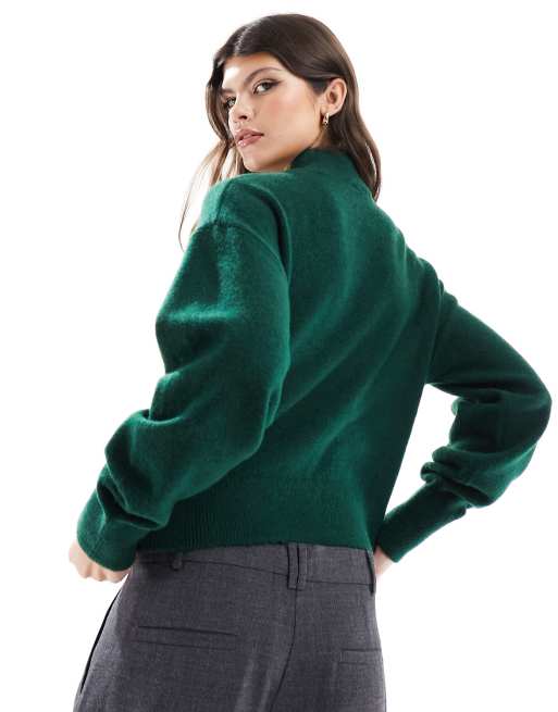 & Other Stories mock neck sweater in green