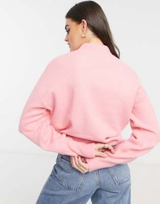 hot pink mock turtleneck