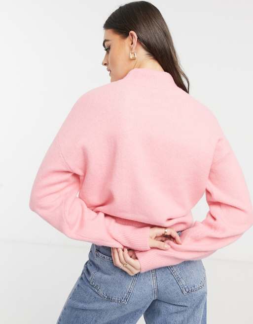 Hot pink best sale mock neck sweater