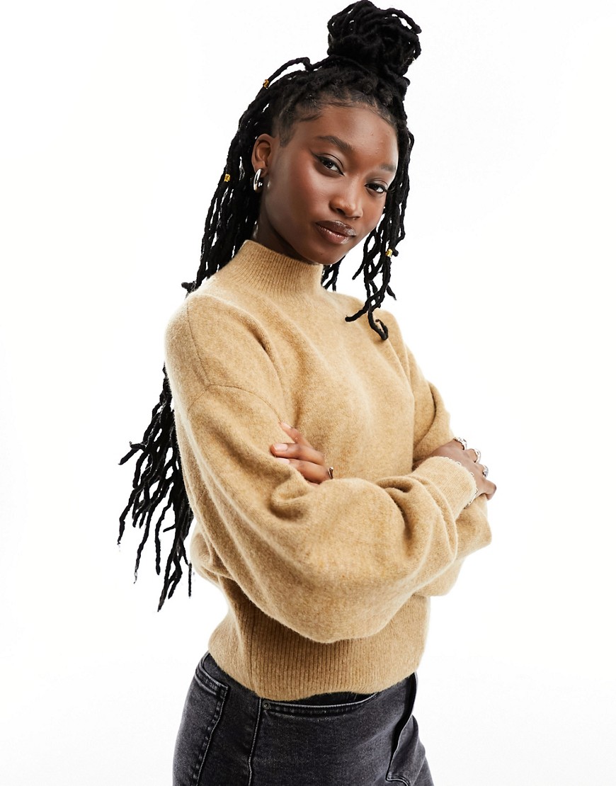Other Stories &  Mock Neck Sweater In Light Brown Melange