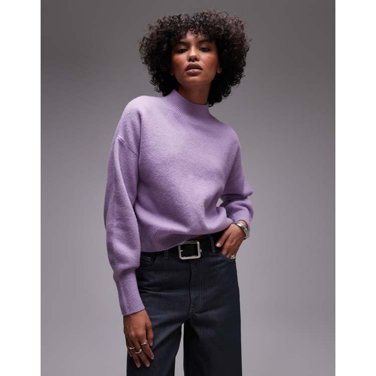 Vintage USA hotsell Kellwood Unisex Purple Knit Longsleeve Mock Neck Oversized Sweater