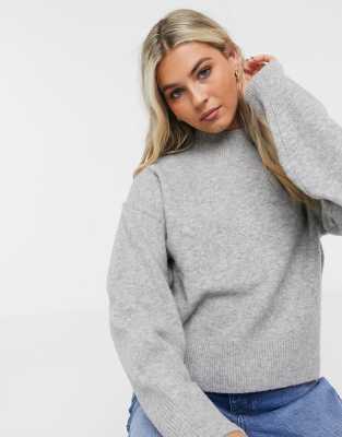 gray mock neck sweater